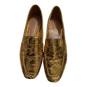 Schutz Bright Snake/Metallic Gold Ladonna Loafer Flats Size 9B